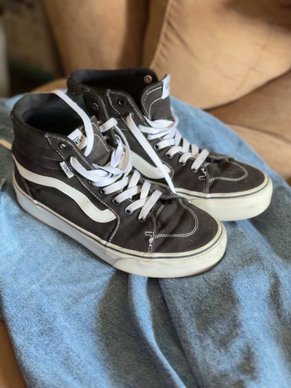 Vans Black and White High-Top Skate Sneakers - Picture 2 of 6